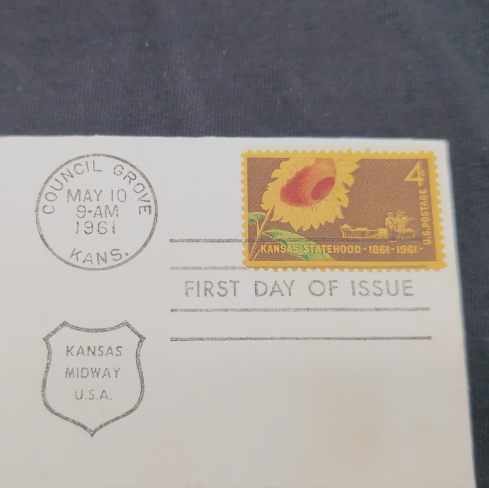 1961 Kansas Statehood Stamp Vintage First Day of Issue Envelope - Picture 2 of 3